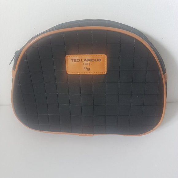 Vintage TED LAPIDUS Paris 3S Toiletry Cosmetic Bag Vinyl Faux Leather Taiwan - Picture 1 of 11